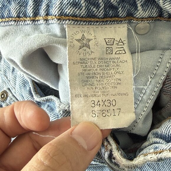 Vtg Carhartt Denim Jeans Mens MEASURES APPROX  32X28.5 Made USA Gorp Work - Picture 16 of 16